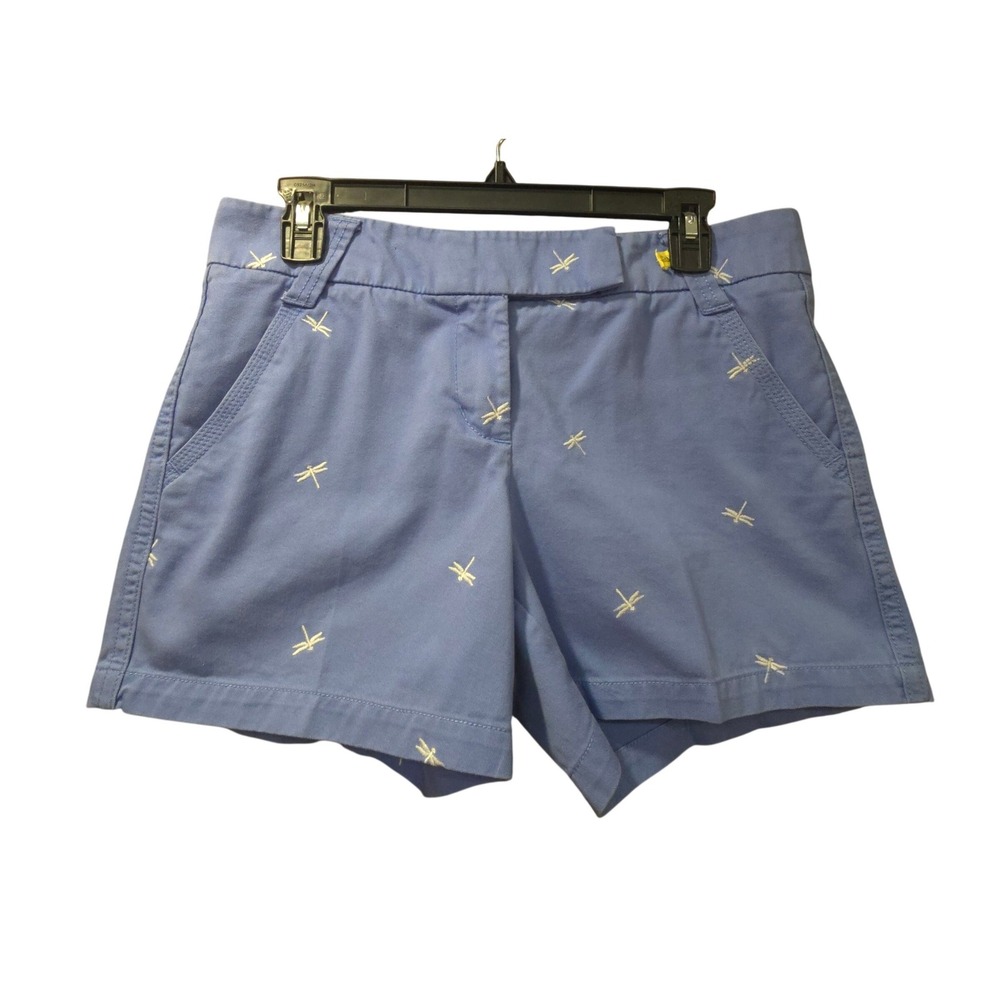 J.Crew Broken-In Chino Shorts Blue Dragonfly Embroidered 100% Cotton 6